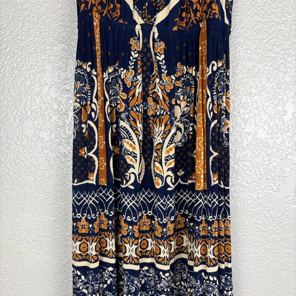 Altar'd State Women’s Navy and Orange Small Bohemian Patterned Maxi Dress - Picture 4 of 10